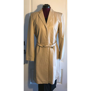 Nine West Cream/Beige Leather Tench Coat size S